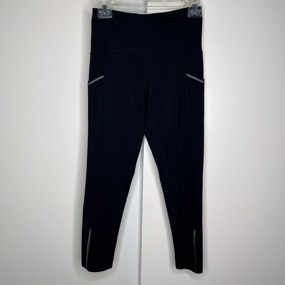 Zella Womens Black Cropped Compression Leggings Size Small Athleisure Running